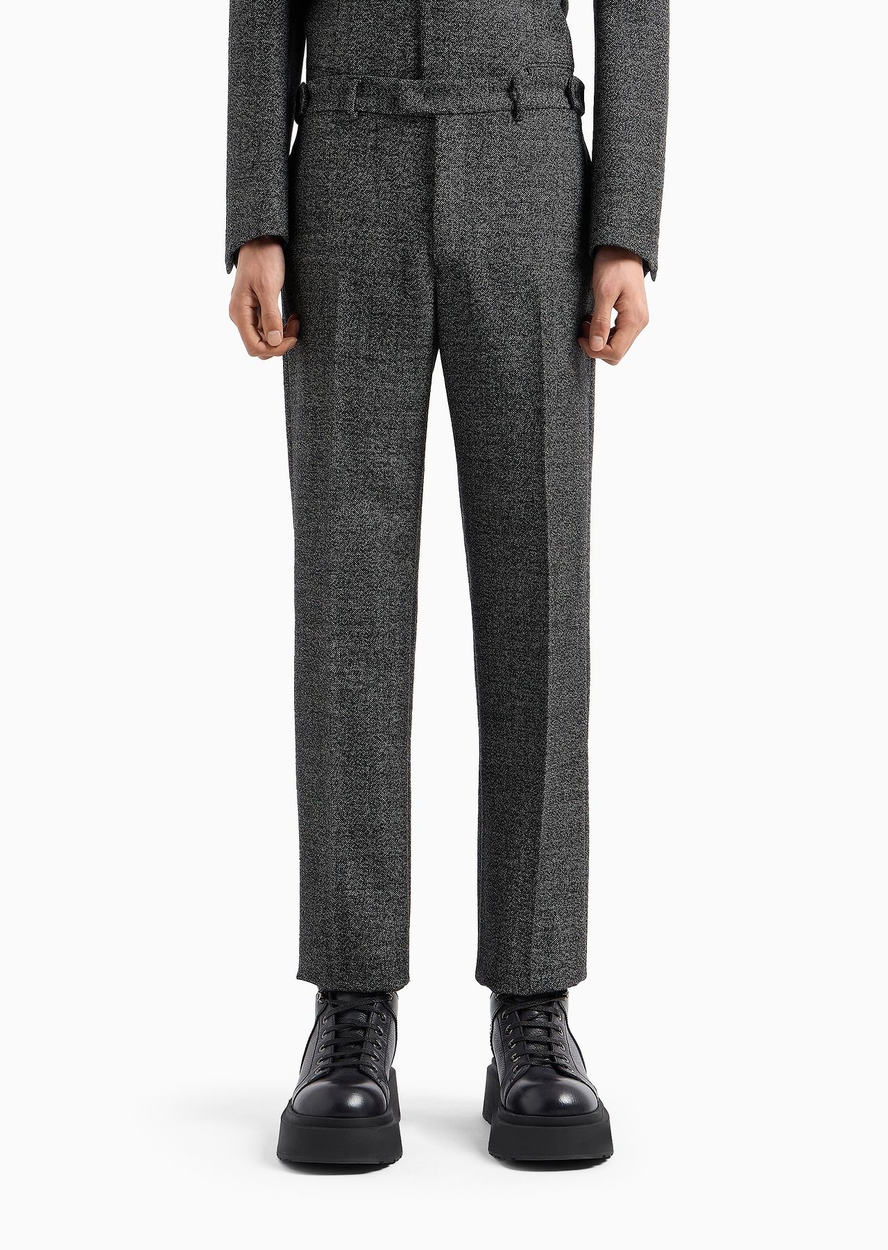 Mouliné-wool compact-grisaille trousers - 2