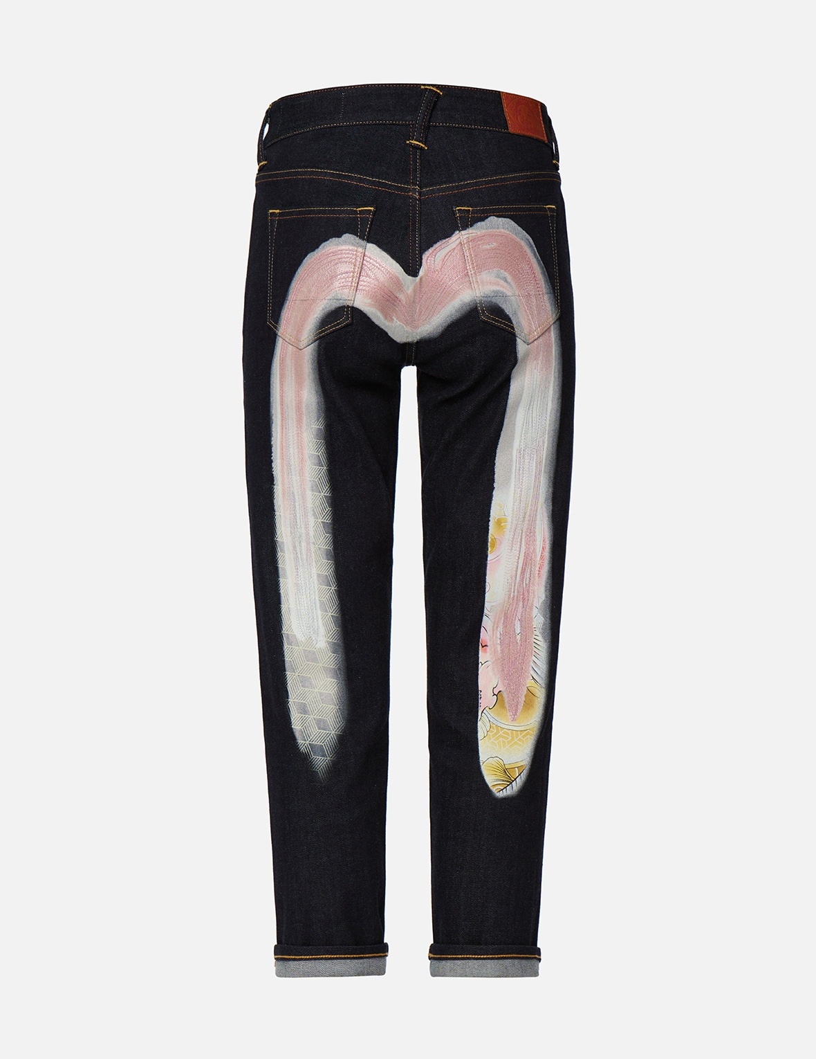 2-LAYER HAND-BRUSHED DAICOCK FOIL PRINT RELAX FIT JEANS - 1