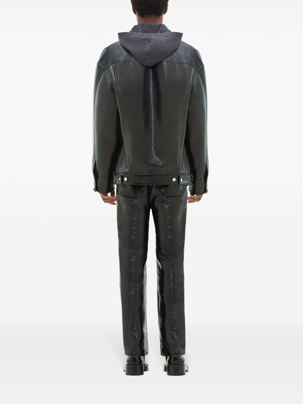 shine-effect biker jacket - 4