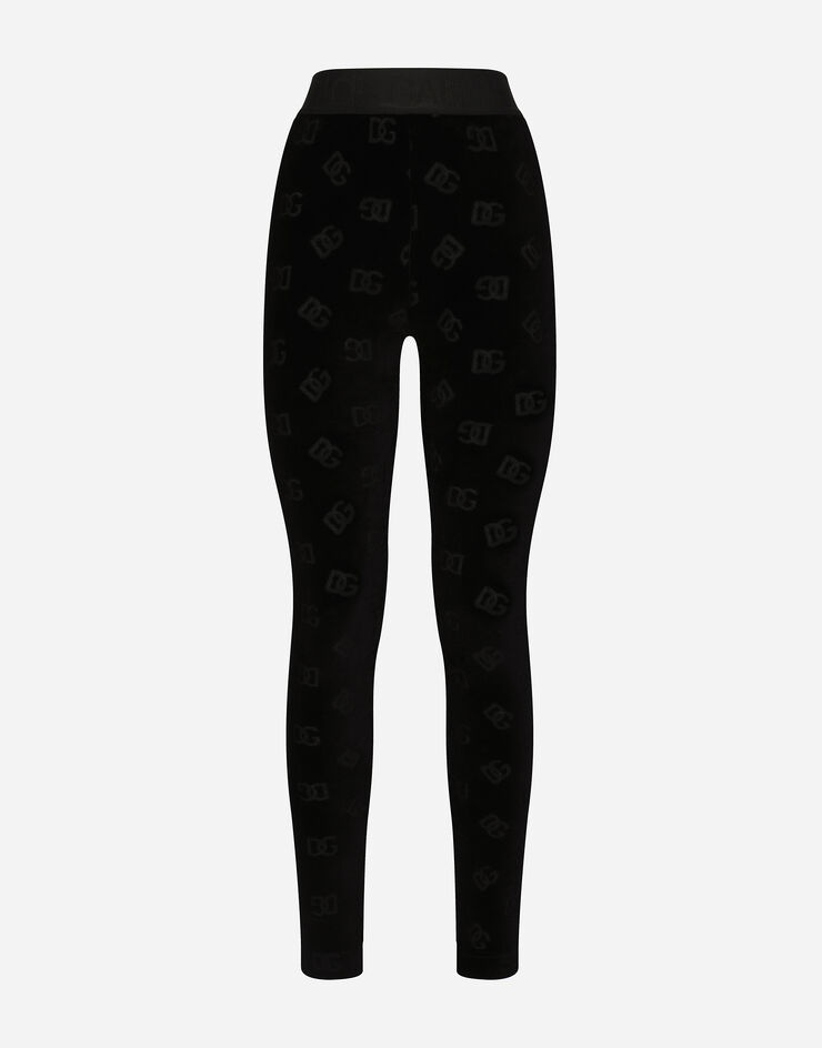 Flocked jersey leggings with all-over DG logo - 1