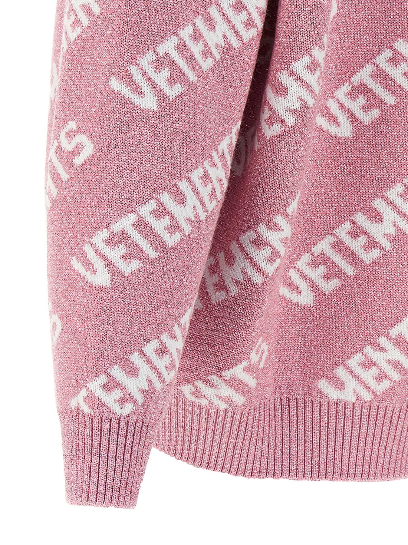 Lurex Monogram Sweater, Cardigans Pink - 4
