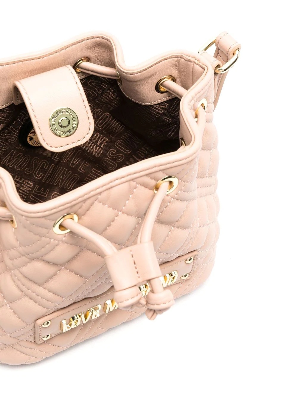 logo-letterning quilted bucket bag - 5