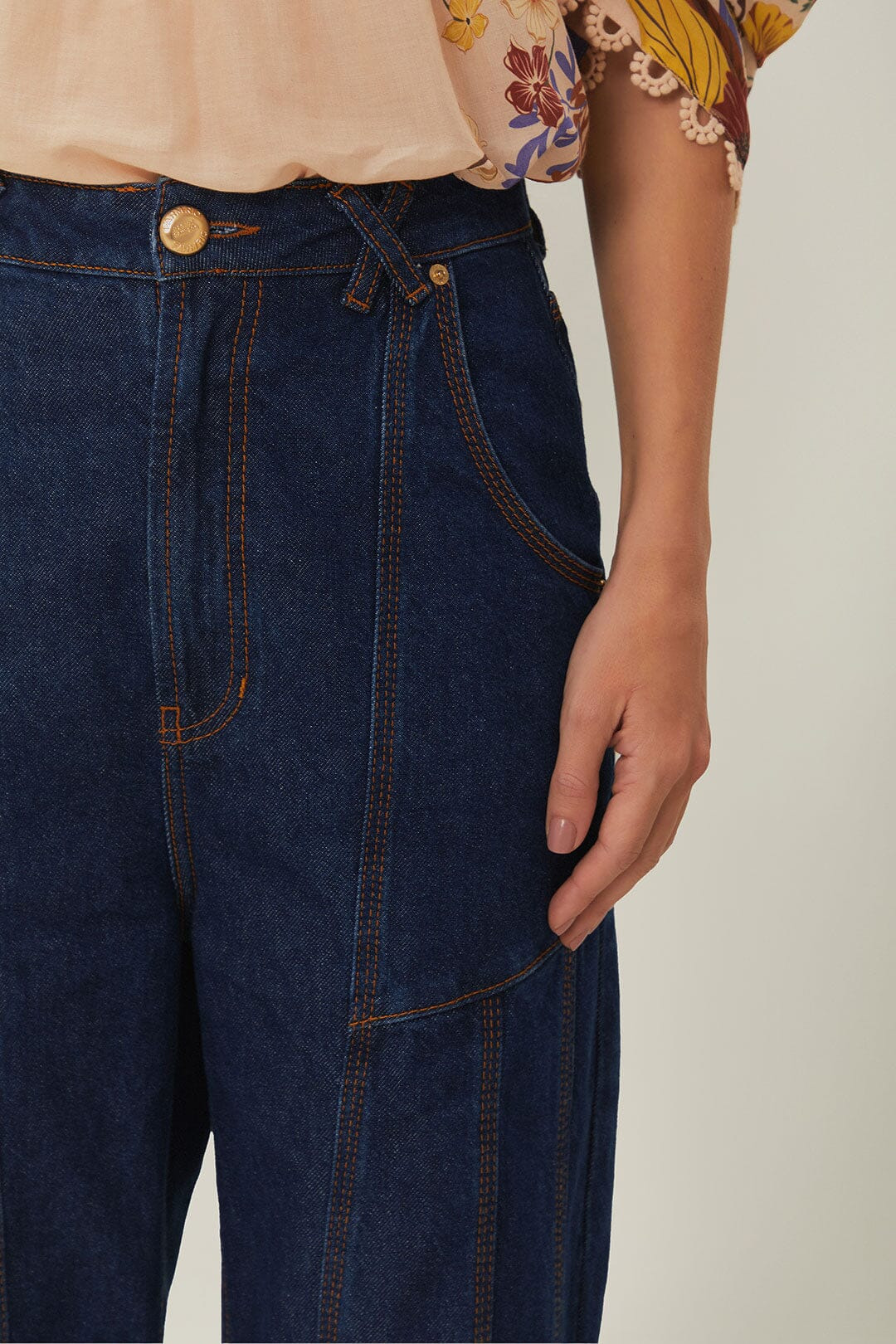 Dark Denim High Waist Snips Pants - 4