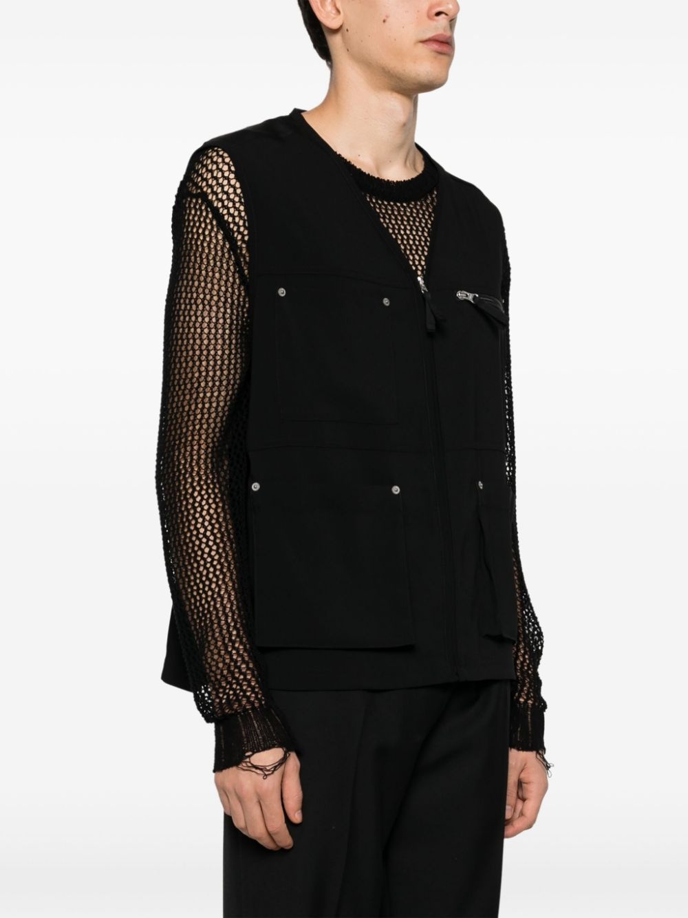 multi-pocket zip-up gilet - 3