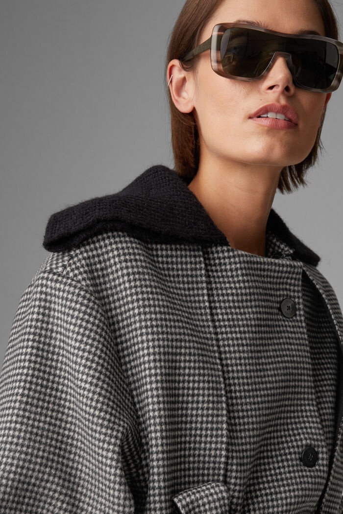 Noemi Pure new wool and cashmere coat in Black/White - 5