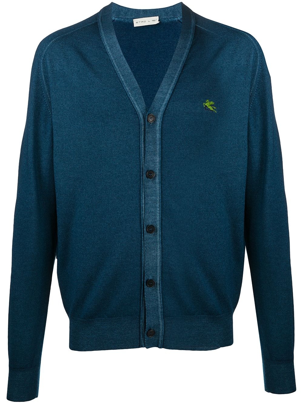 Pegaso-embroidered wool cardigan - 1