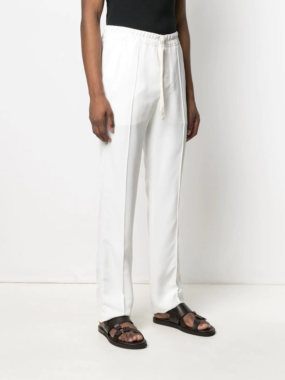 drawstring-waist straight-leg trousers - 3