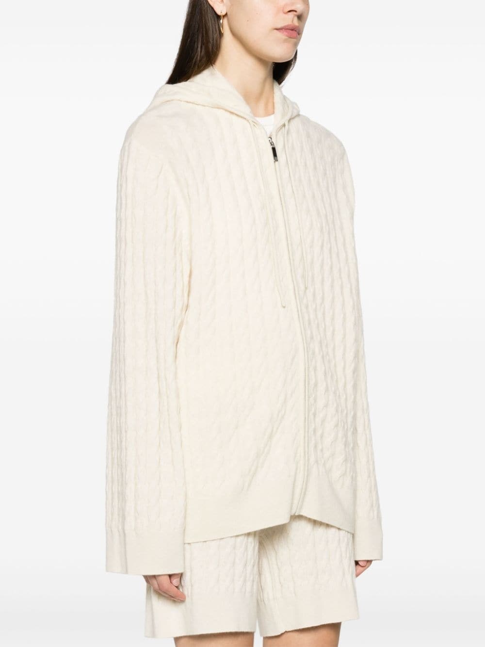 zipped cable-knit wool cardigan - 3