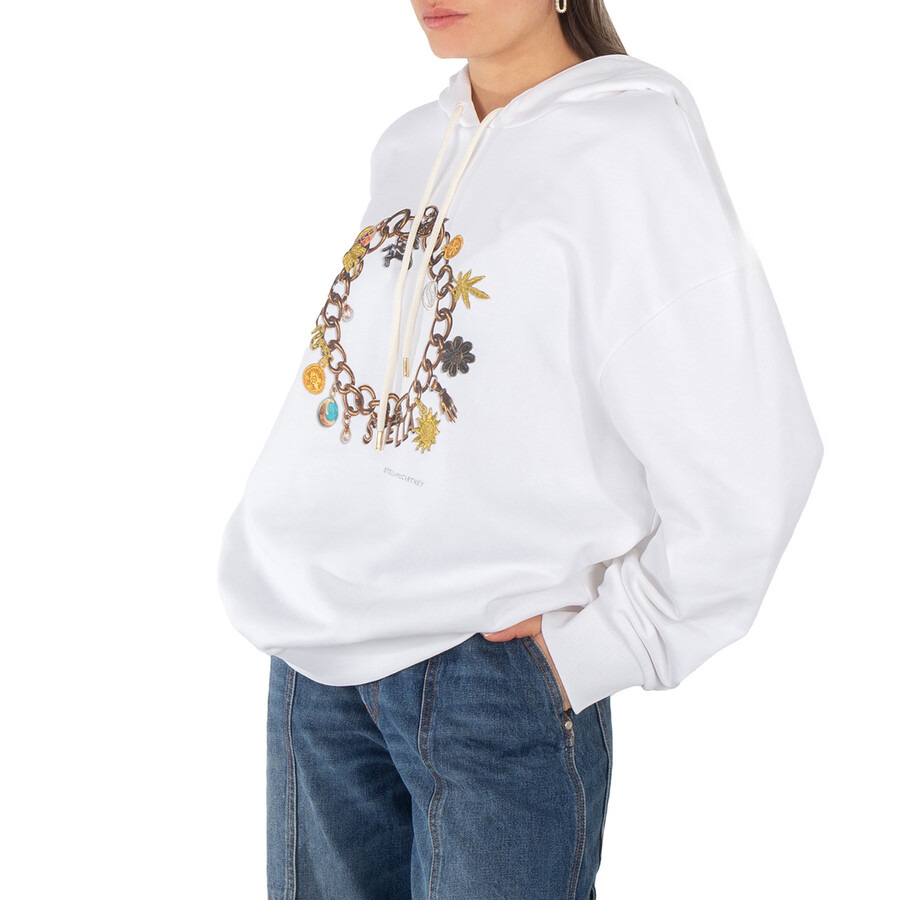 Stella McCartney White Cotton Bracelet-Print Hooded Sweatshirt - 2