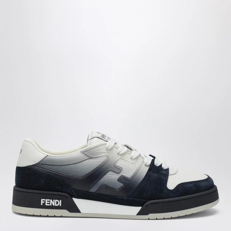 Fendi Fendi Match Sneaker In White Leather And Blue Suede Men - 1