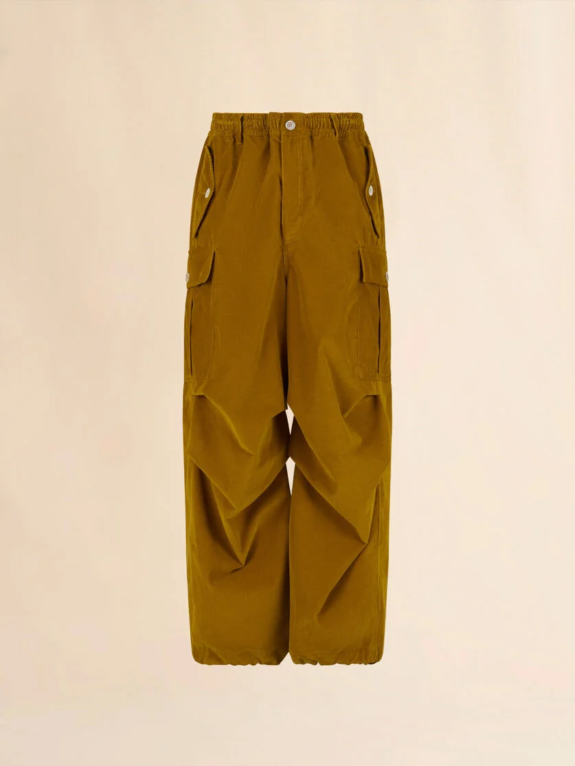 BROWN CORDUROY CARGO PANTS WITH TRUNKAROO LOGO - 1
