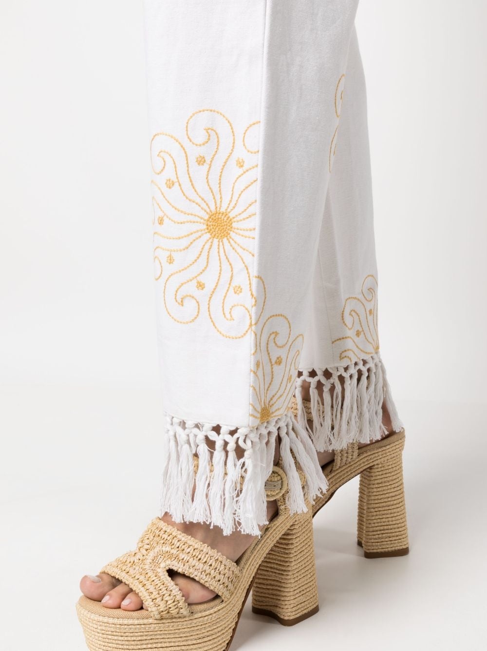 Soleil fringed-hem trousers - 5