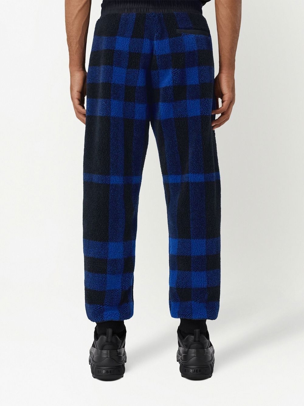 check-pattern fleece track pants - 4