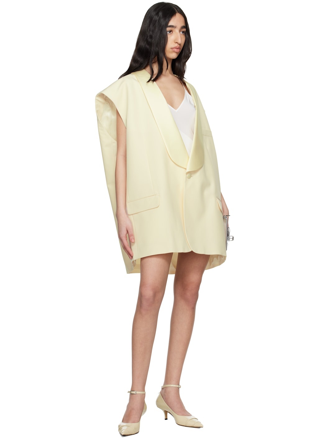 Off-White Satin Lapel Vest - 4