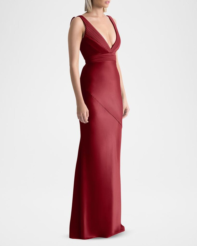 Beloved Deep V-Neck Stretch Satin Gown 4