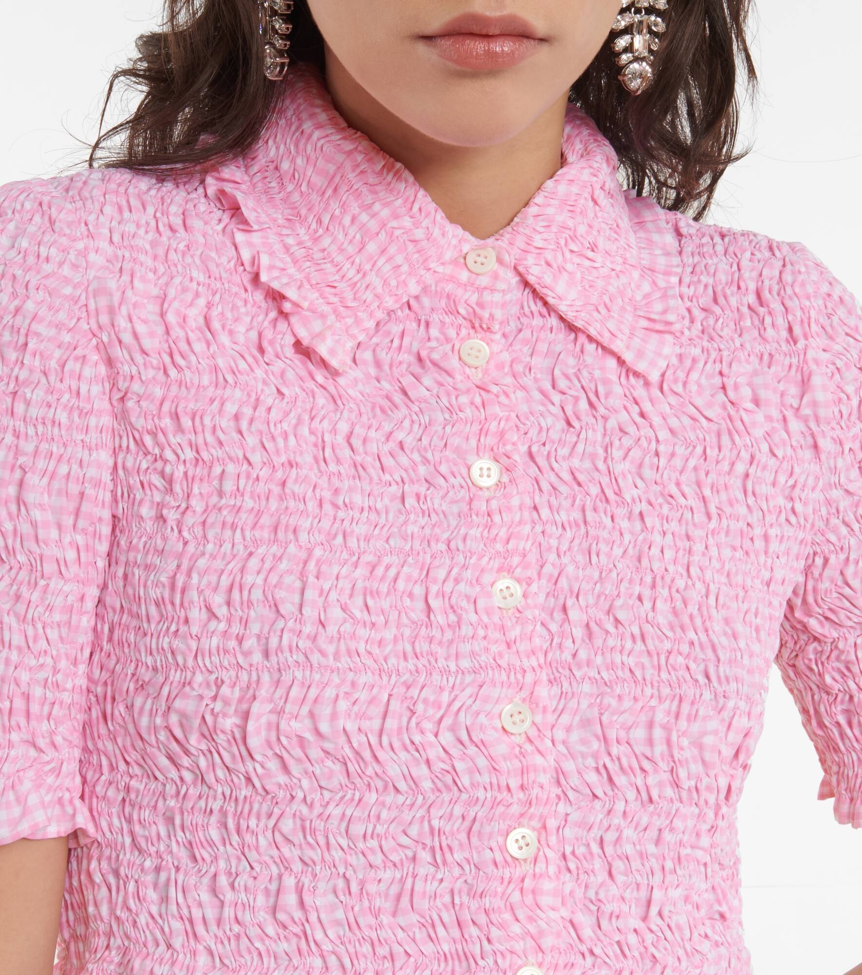 Gingham cropped blouse - 4