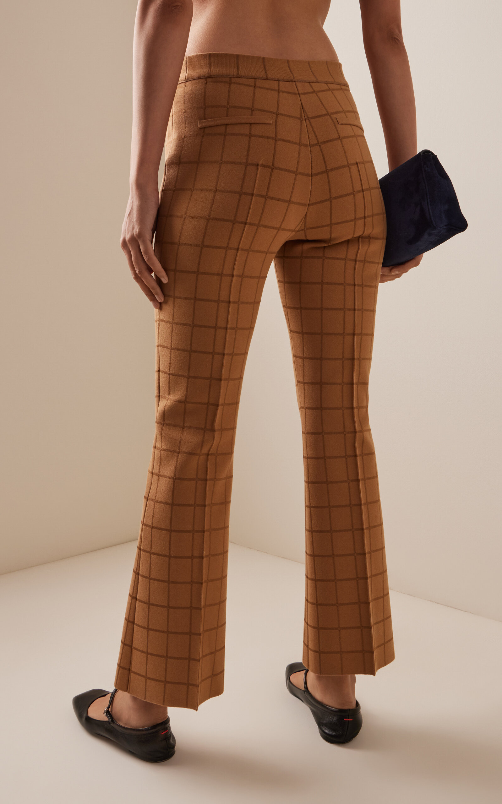 Windowpane Knit Kick Pants tan - 4