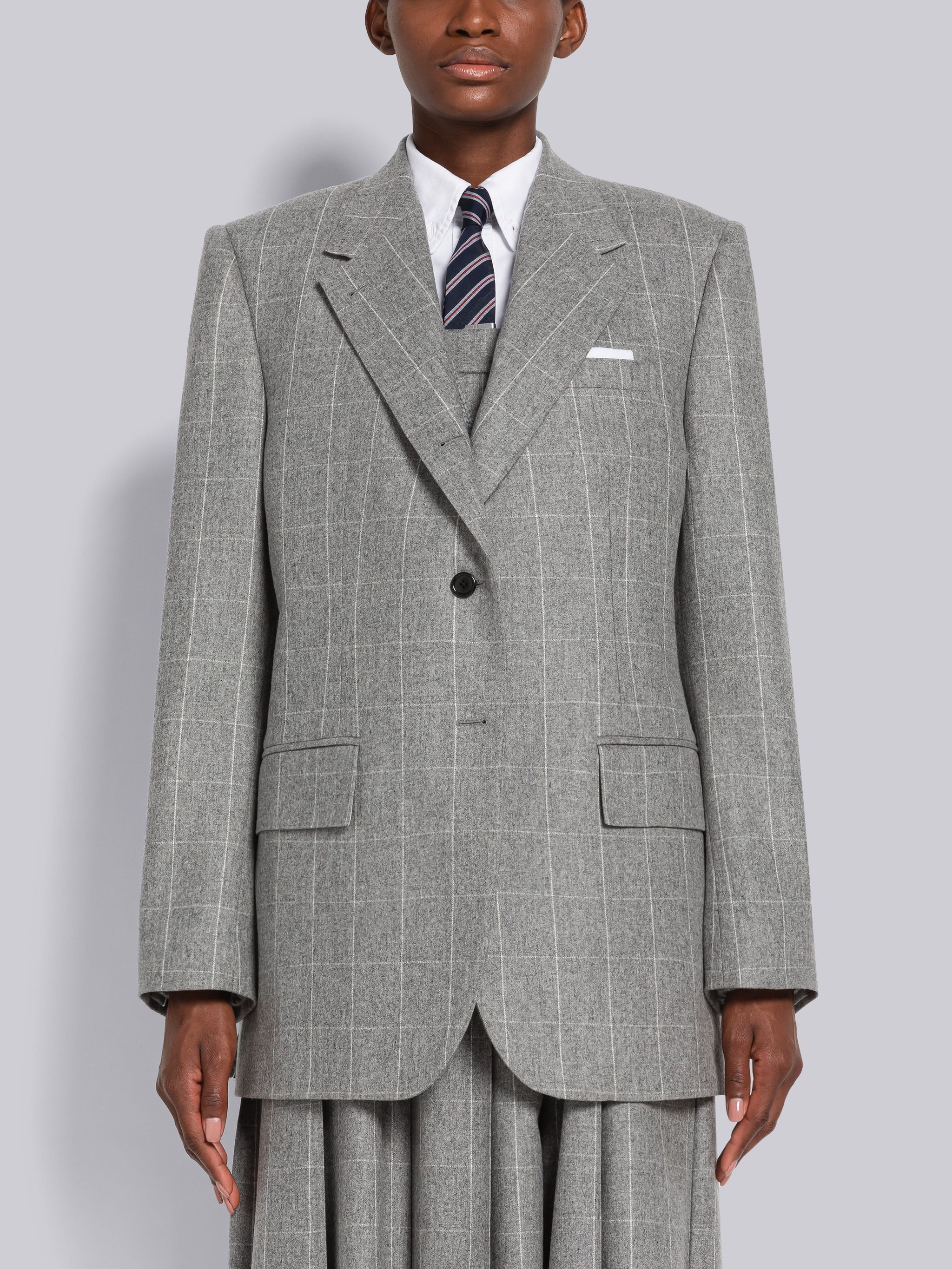 Windowpane Flannel Side Split Sport Coat - 1
