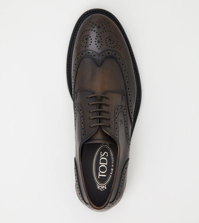 Tod's LACE-UPS IN LEATHER - BROWN outlook