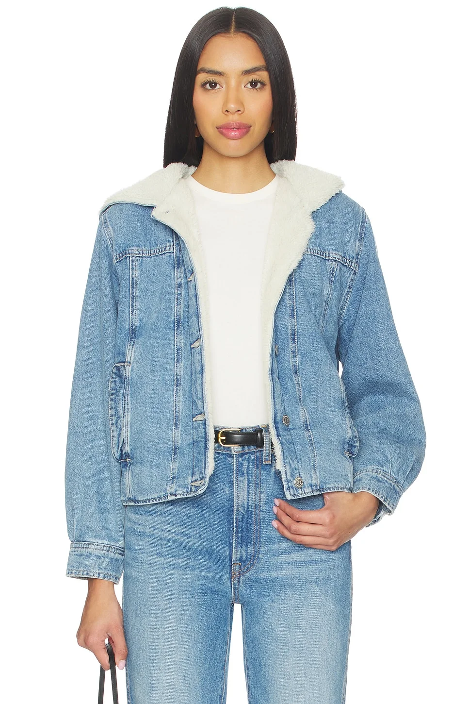 x We The Free Asher Cozy Denim Jacket In Snowdrift Wash - 1