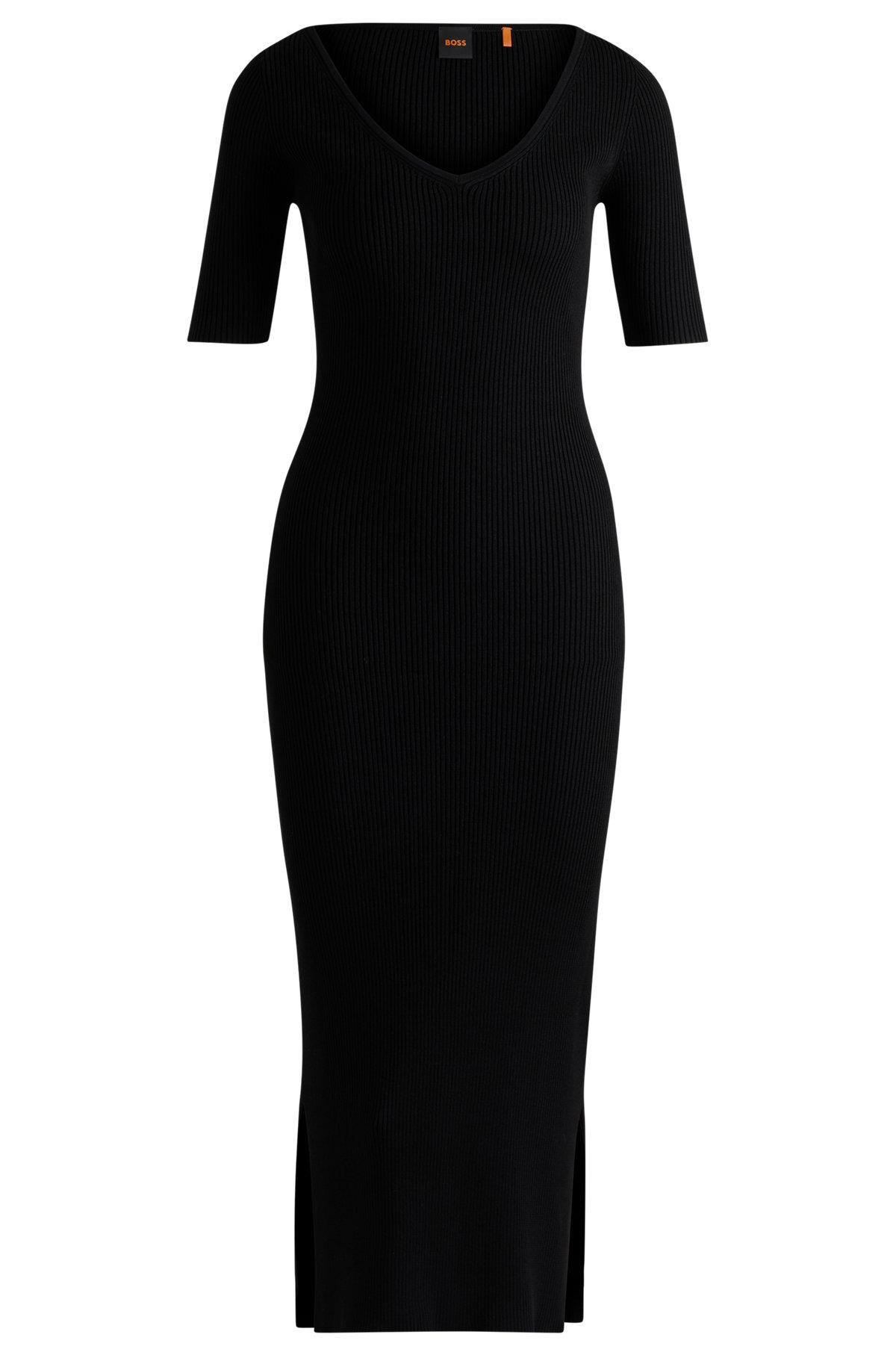 KNITTED DRESS WITH V NECKLINE IN STRETCH YARNS - 1