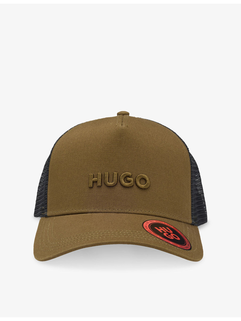 HUGO Brand-Embroidered Cotton-Twill and Mesh Trucker Hat outlook