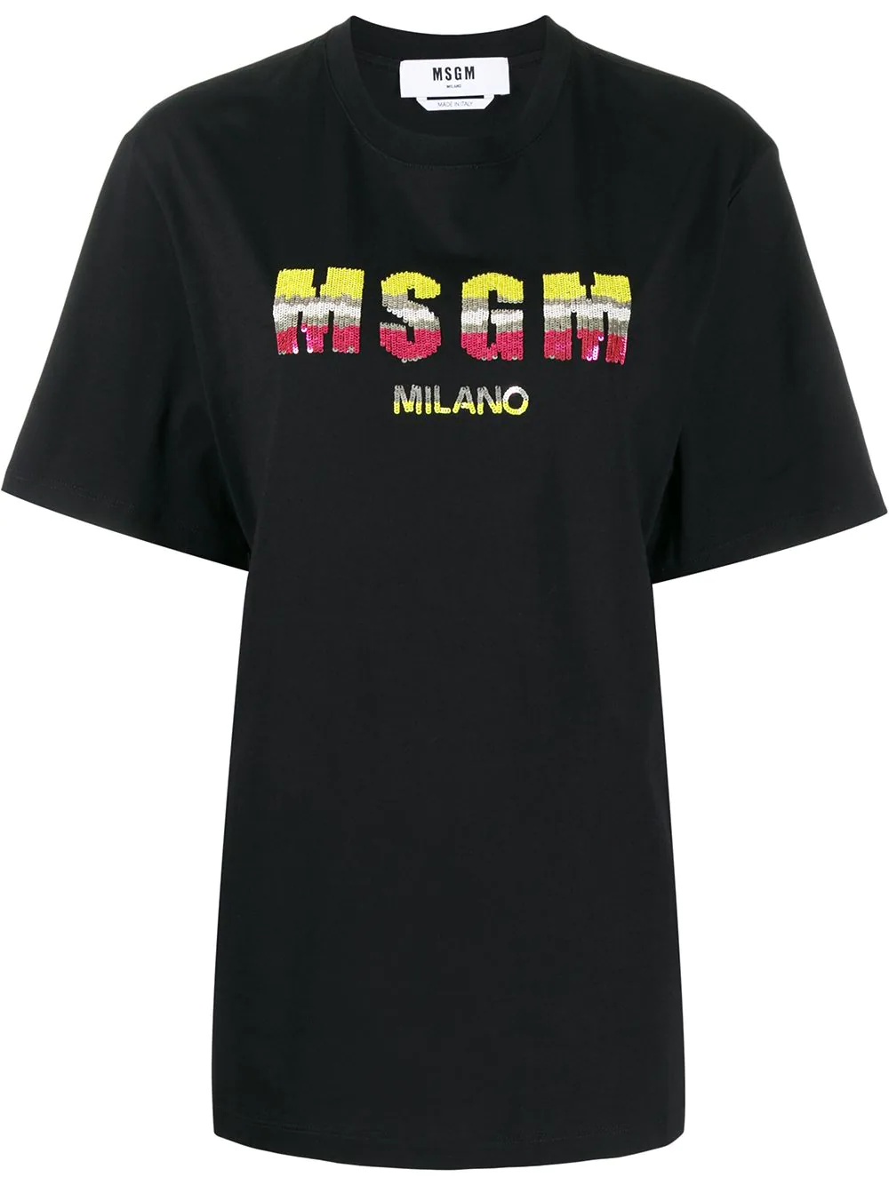 sequined logo T-shirt - 1