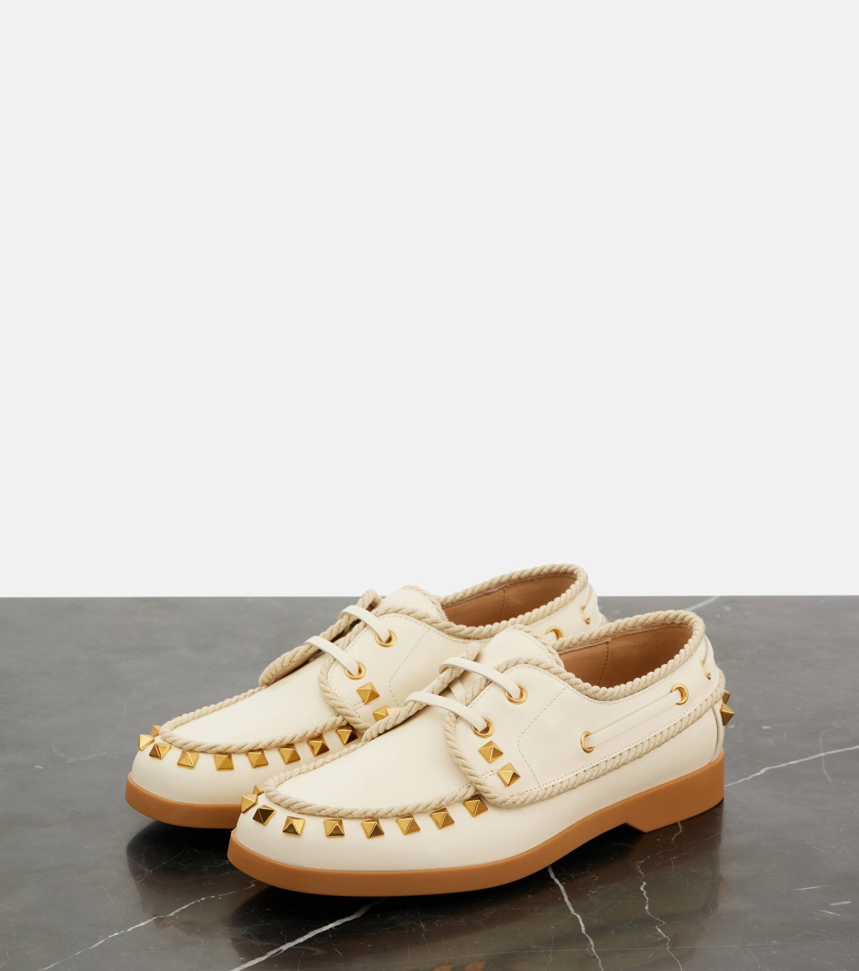 Palm Avenue Rockstud leather boat shoes - 4
