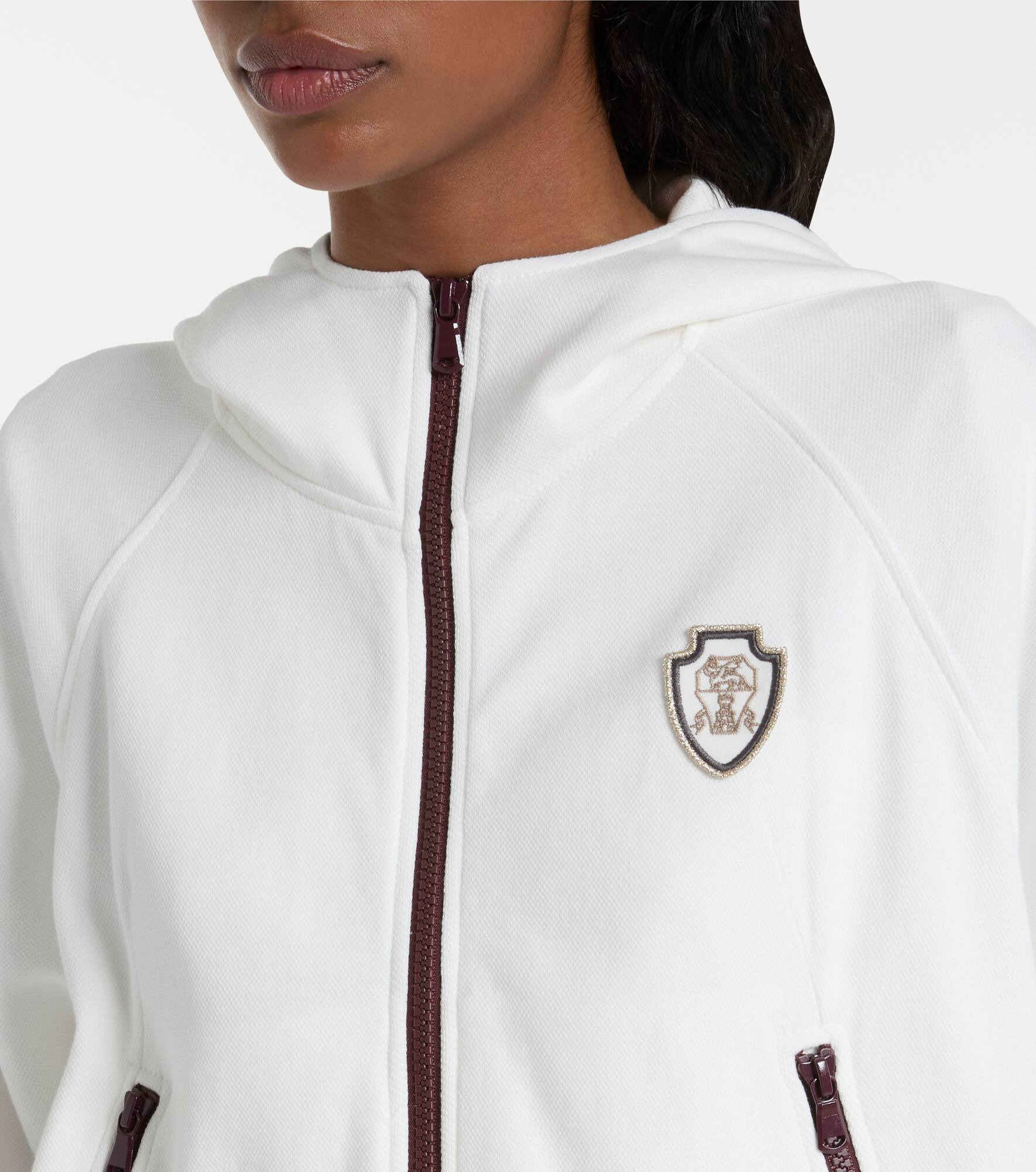 Cotton-blend piqué hoodie - 4