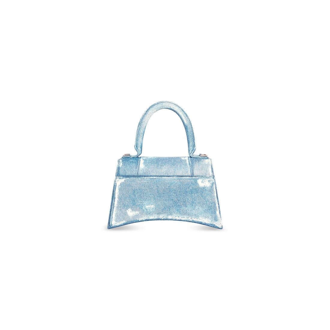 Women's Hourglass Small Handbag Denim Printed in Indigo - 5