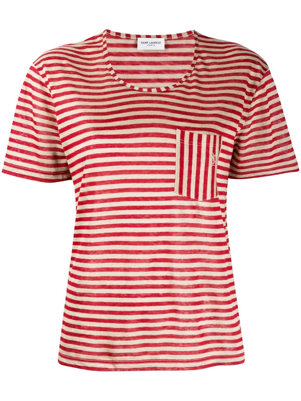 striped chest pocket T-shirt - 1