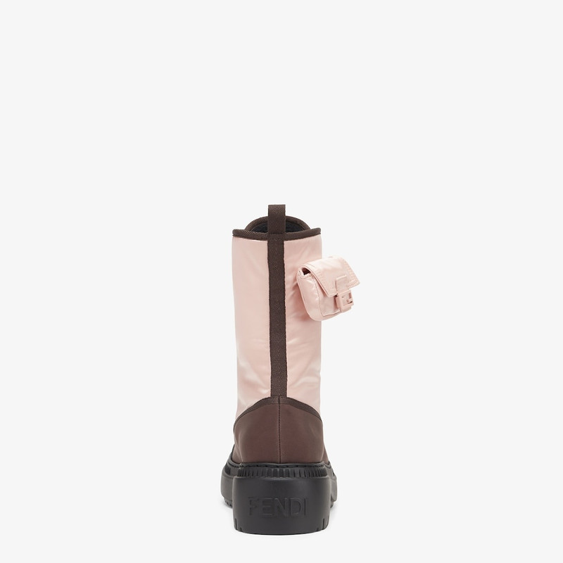 Pink nylon biker boots 3