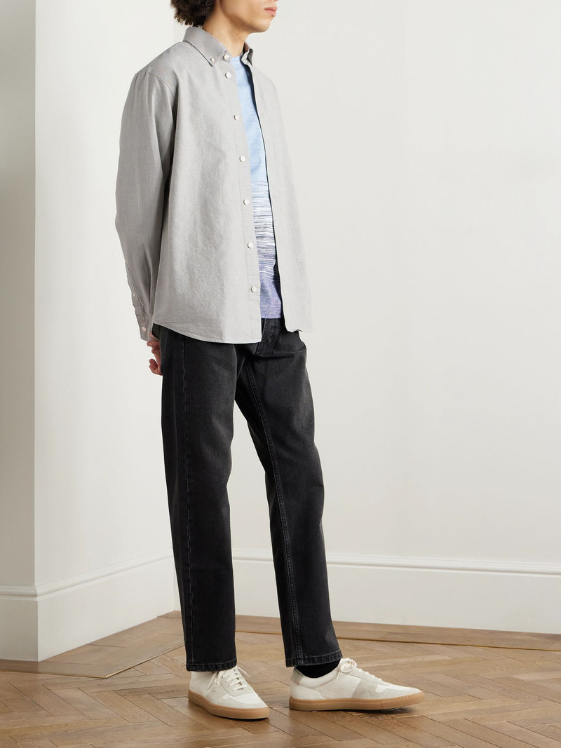 NN07 Colby 5910 Button-Down Collar Logo-Embroidered Organic Cotton Shirt Green outlook