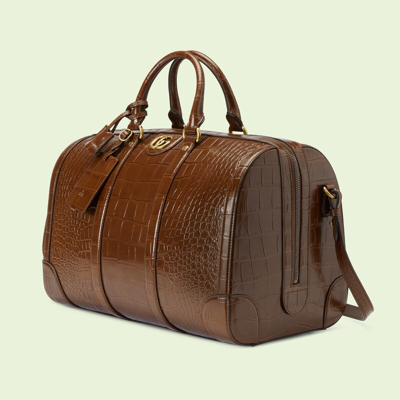 GUCCI Crocodile duffle bag with Double G outlook