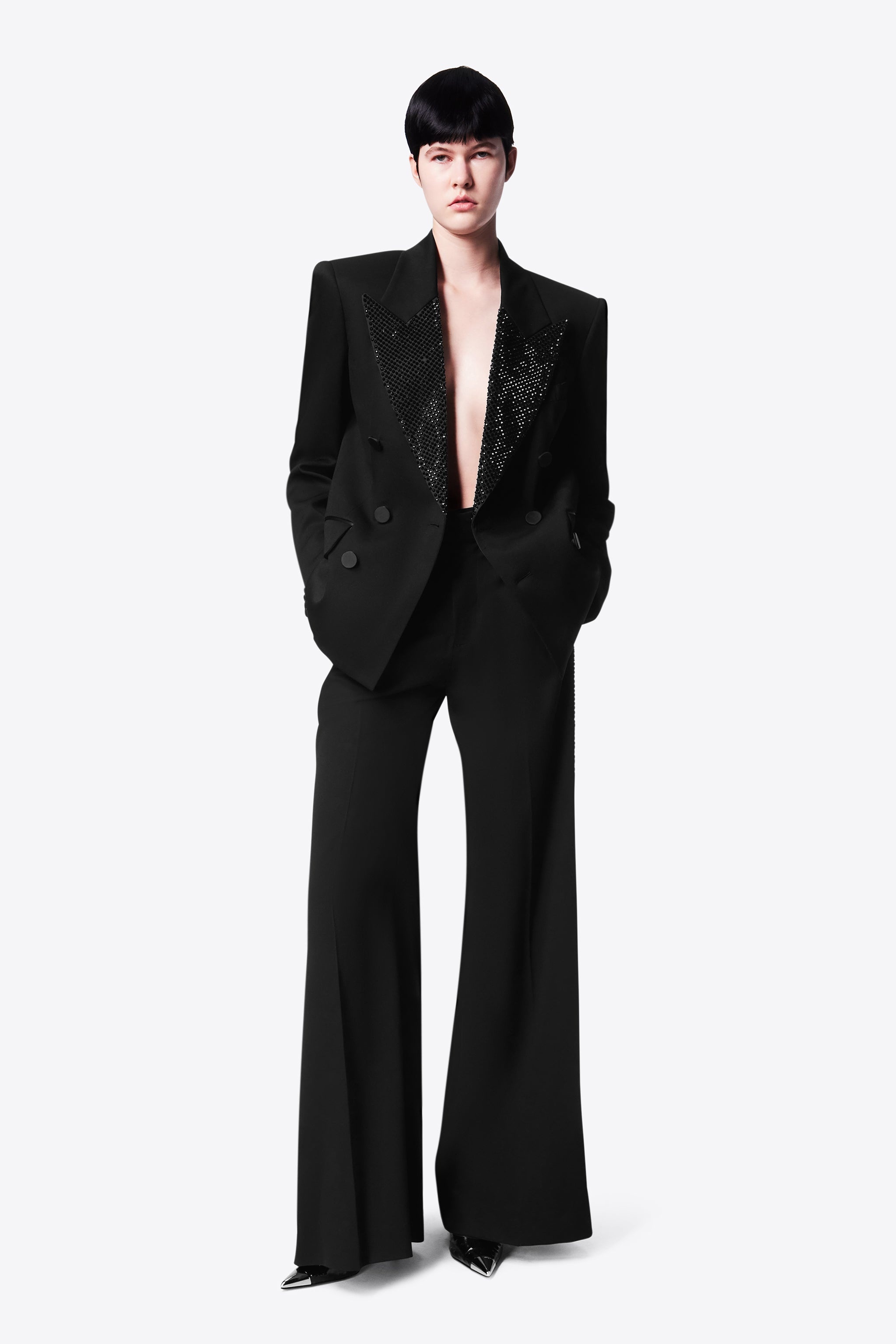 CRYSTAL EMBELLISHED RELAXED BLAZER - 3