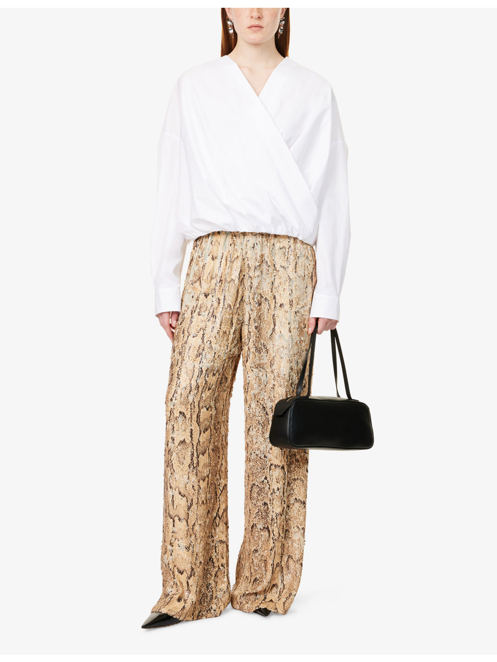 Wrap-Front Puffball Cotton-Poplin Shirt - 2