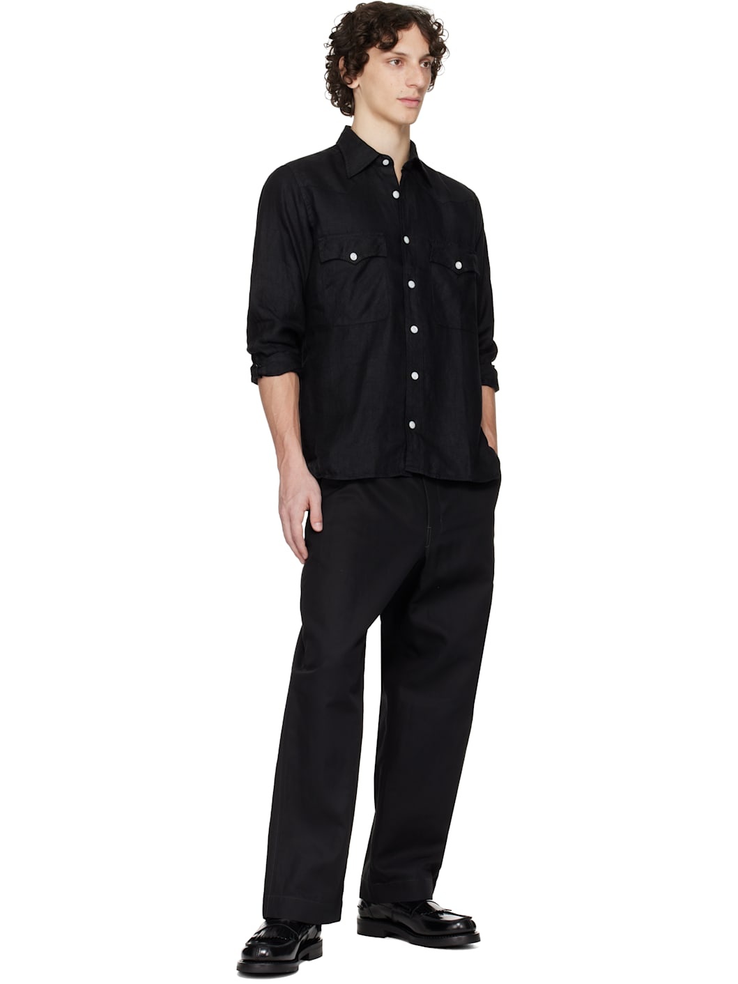 Black Two-Pocket Western Shirt - 5