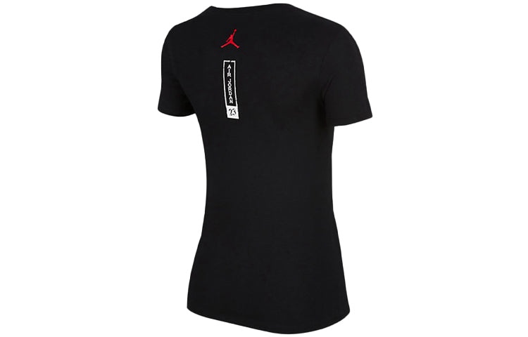 (WMNS) Air Jordan Alphabet Pattern Casual Sports Short Sleeve Black BV7484-010 - 2