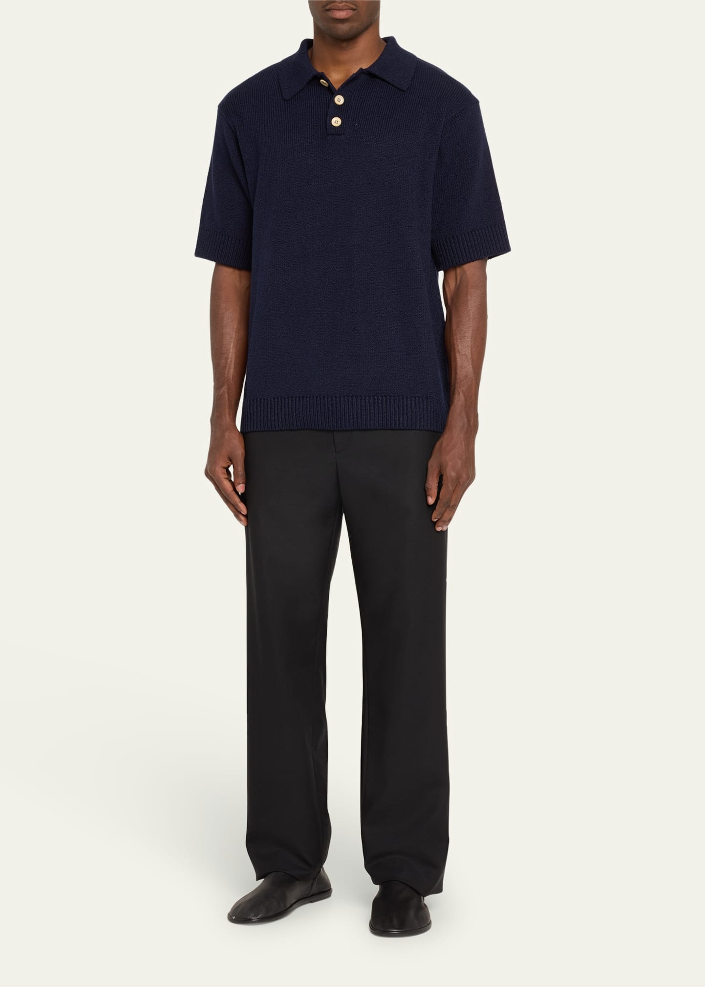 Men's Solid Knit Polo Shirt - 2