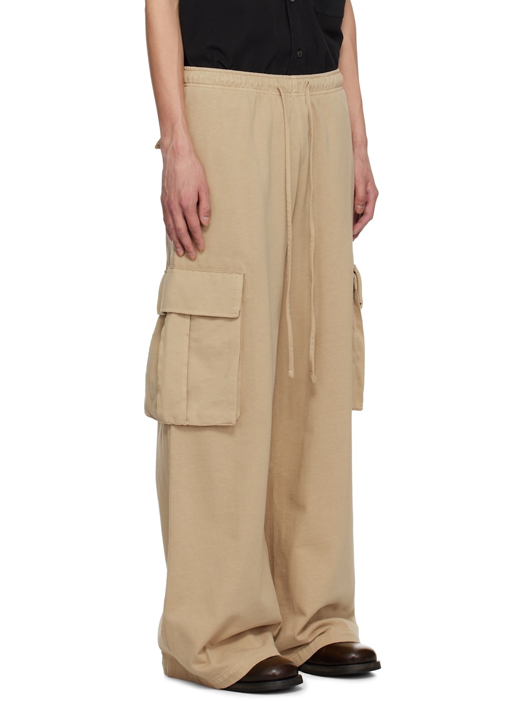 Tan French Terry Cargo Pants - 2
