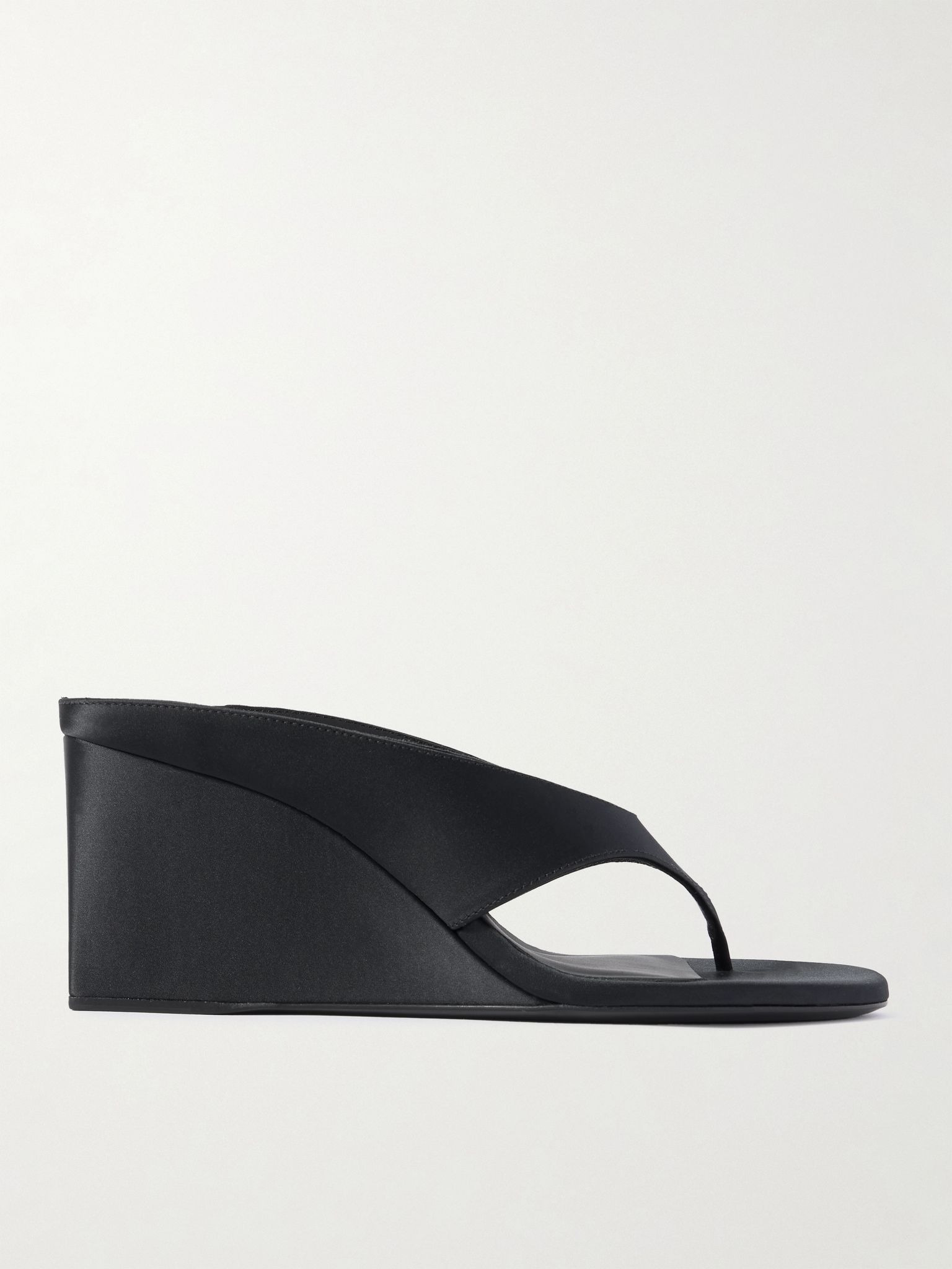 Satin wedge sandals Black - 1