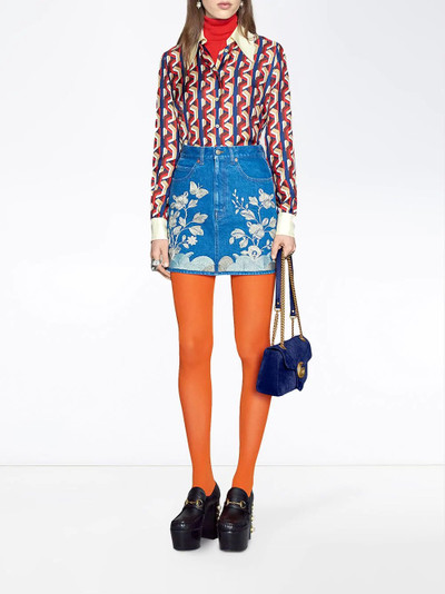 GUCCI Embroidered denim mini skirt outlook