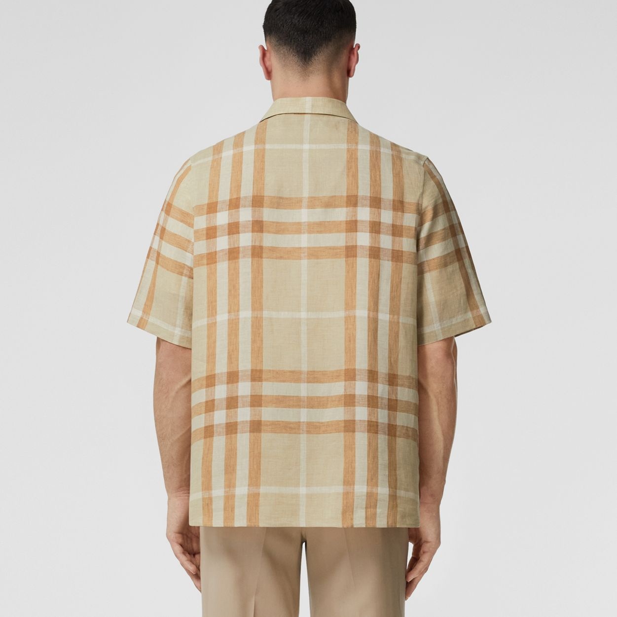 Short-sleeve Check Linen Shirt - 4