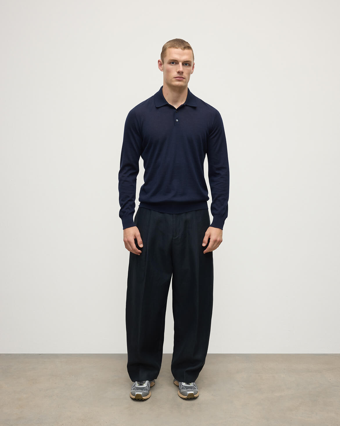 Navy Cashmere Polo Shirt - 2