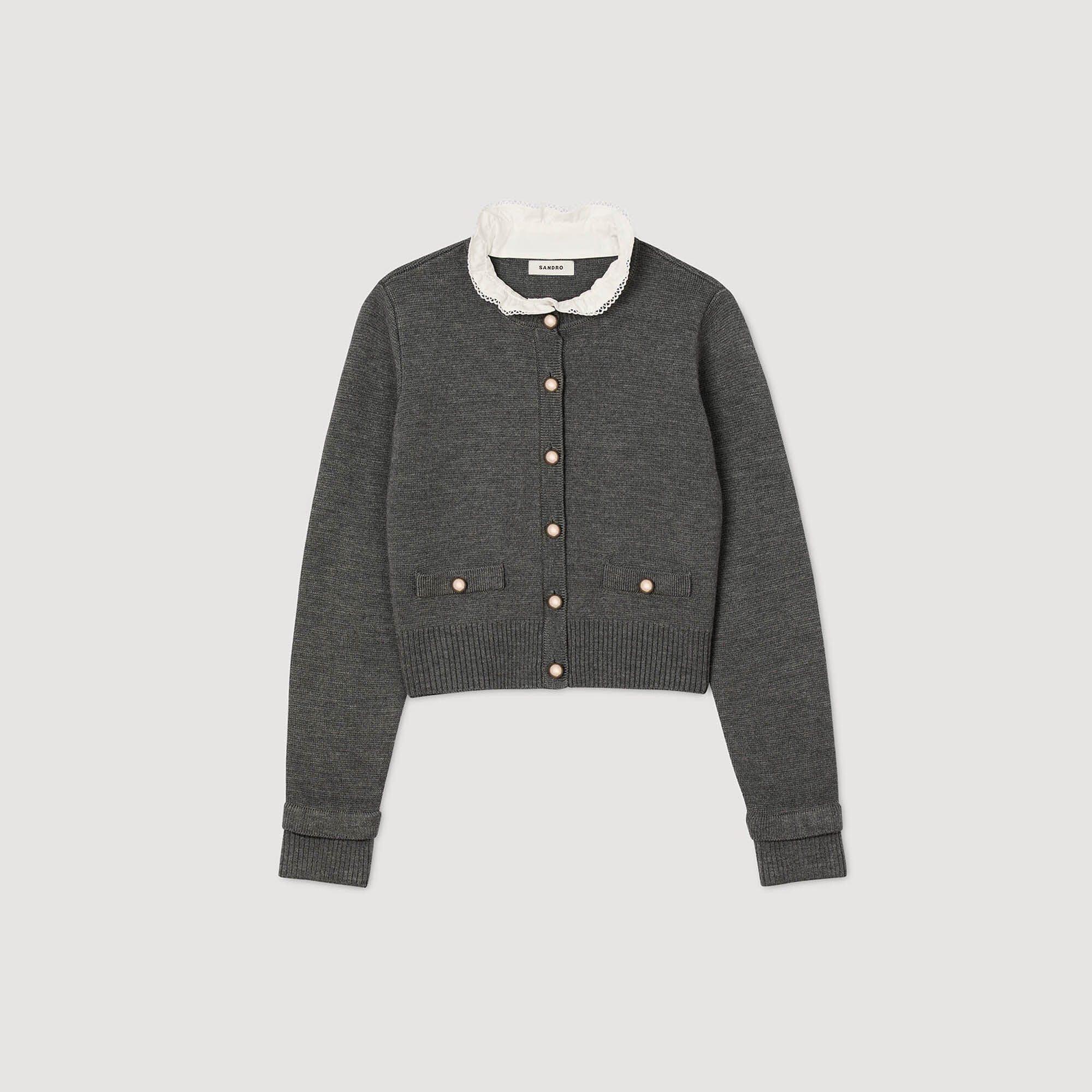 CARDIGAN WITH RUFFLE COLLAR - 6
