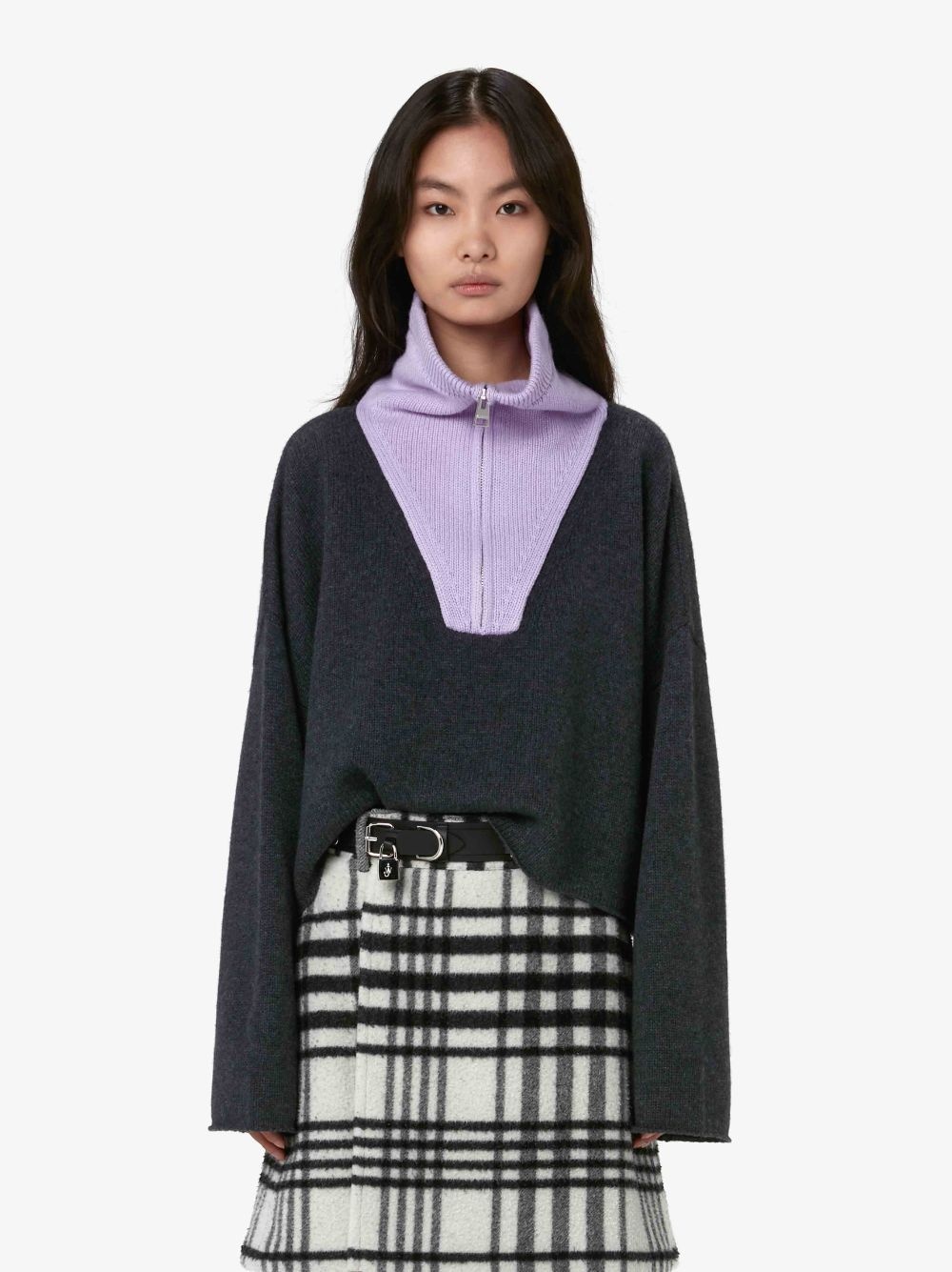 CROPPED FUNNEL NECK ZIP JUMPER - 2