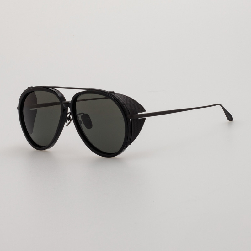 LINDA FARROW MEN'S MAVERICK AVIATOR SUNGLASSES IN BLACK outlook