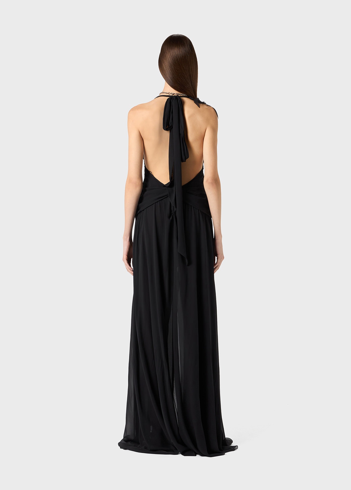 GEORGETTE LONG DRESS WITH DRAPES - 4