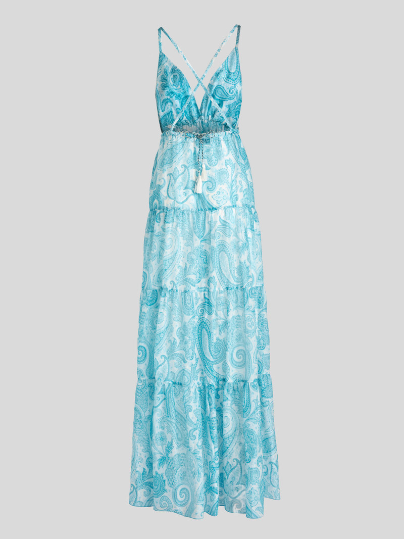 LIQUID PAISLEY BEACH COTTON SILK DRESS 5