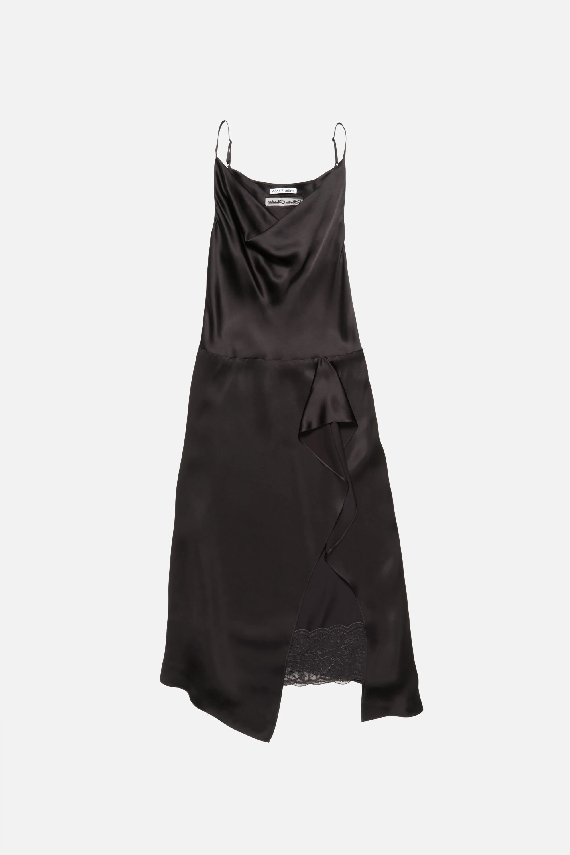 Shiny satin slip dress - Dark brown - 1